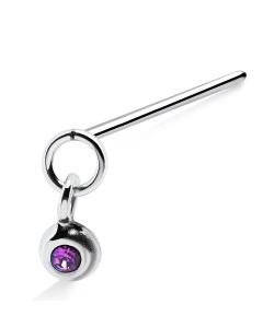 Ballring Stone Silver Straight Nose Stud NSKA-44